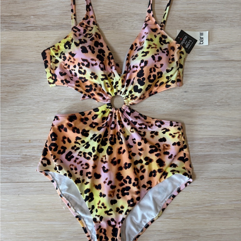 Bar III Yellow and Pink One Piece Swimsuit